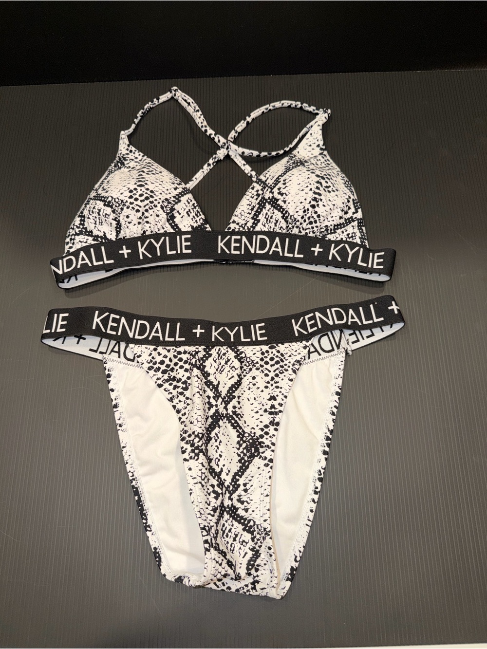 Kendall & Kylie Monochrome Snake Print Bralette & Bikini Set